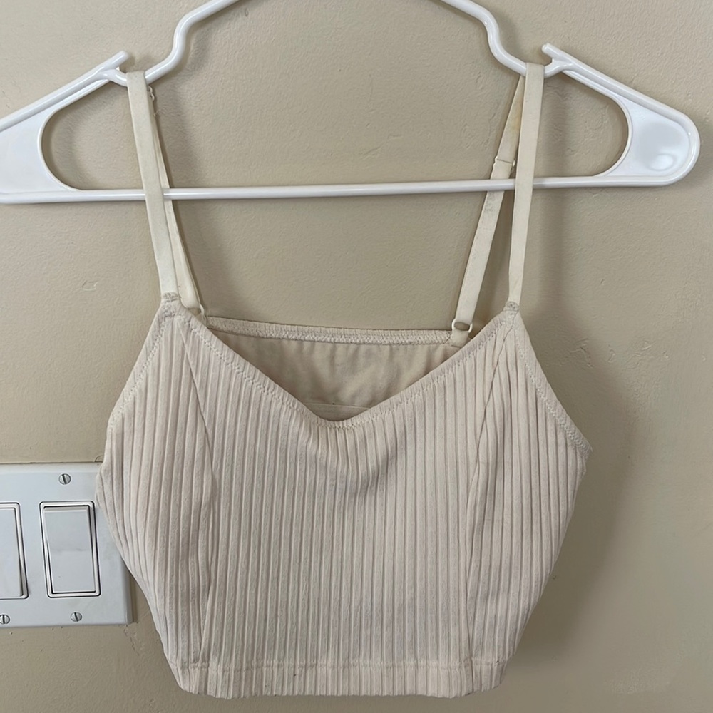 Beige crop top from aerie size large